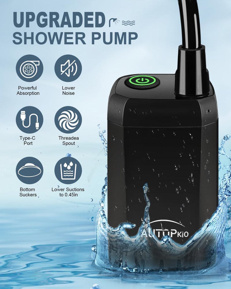 AUTOPkio Portable Camping Shower, Upgraded Outdoor Shower with 6000mAh Rechargeable Battery Pump & Digital Display for Hiking, Travel, Car, Pet Bath, Watering, Emergency - Image 4